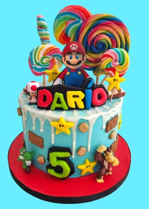 Tarta Mario Bross con Piruletas
